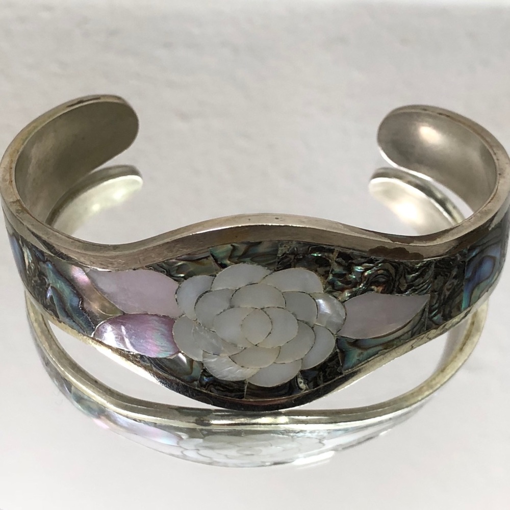 Abalone Mother of Pearl Inlay Bracelet Women's Jewelry Bangle Handcrafted